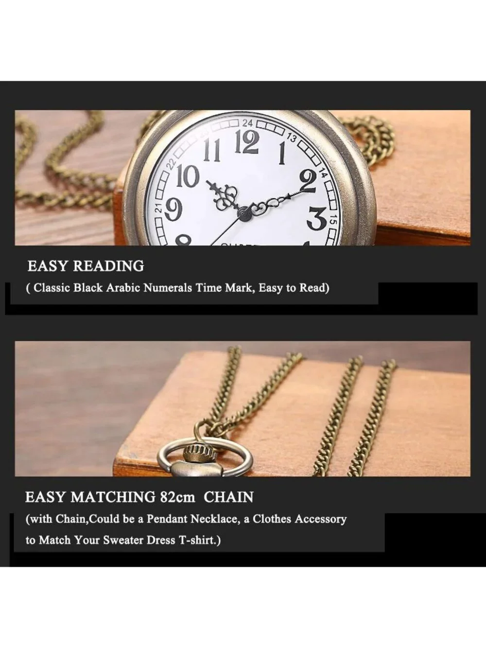 Women's White Quartz Antique Bronze Retro Hollow Butterfly Round Pocket Watch